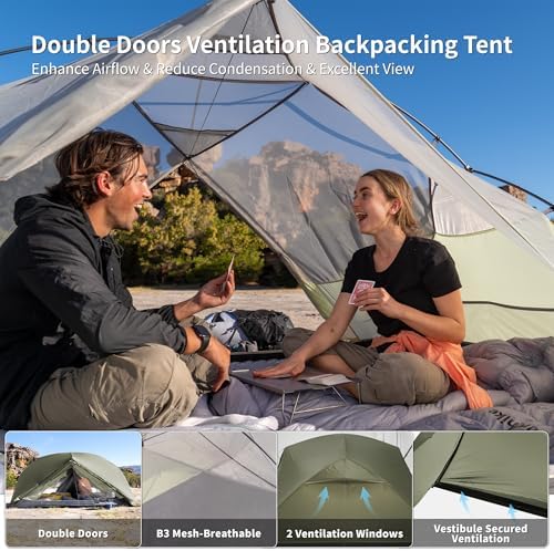 Naturehike Mongar Upgraded 1/2/3 Person Backpacking Tent,Waterproof Lightweight Camping Tent with Footprint