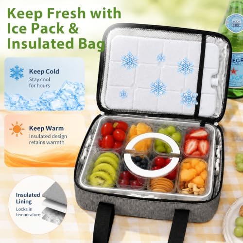 Stainless Steel Snackle Box Container with Ice Pack & Insulated Bag