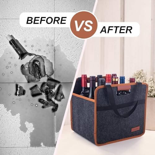 2 Pack 9 Bottle Wine Tote Bag, Insulated Thermal Padded Wine Carrier Tote, Reusable Wine Bags for Wine Bottles Travel, Camping and Picnic, Perfect Wine Lover Gift