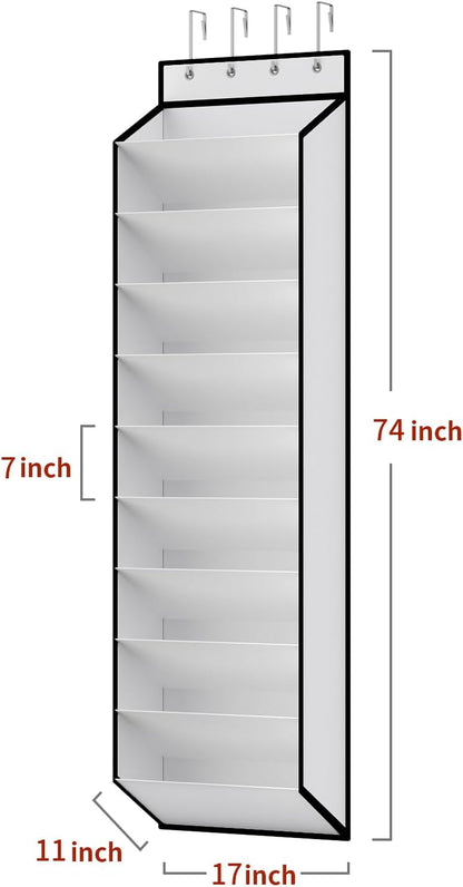 KEEPJOY 10 Tiers White Over Door Shoe Organizer Storage, Hanging Shoe Holder for Door with Large Deep Pockets, Fit 20-30 Pairs Shoe Rack for Sneakers, Boots. (White)