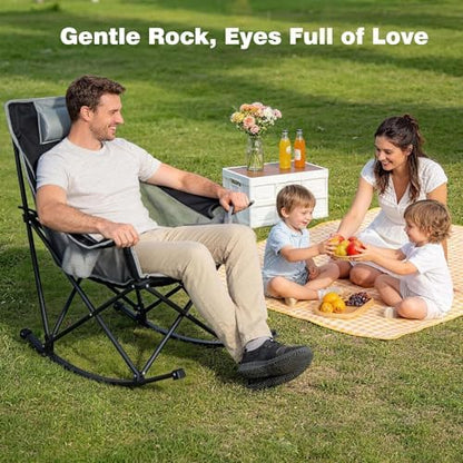 SUNNYFEEL 2 Pack Rocking Camping Chair with Headrest, Heavy Duty 500LBS