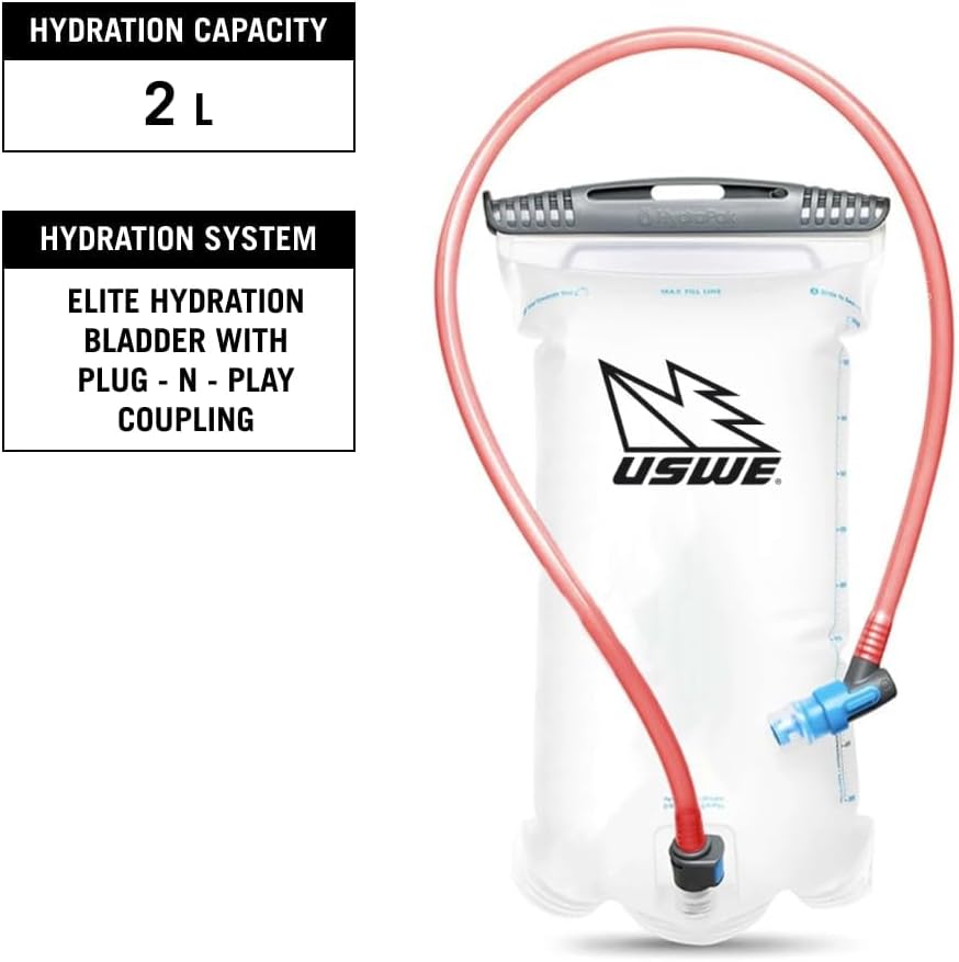 USWE Rush 8L Bike Hydration Vest, Adjustable Chest Straps Running Hydration Vest, 2.0L Hydration Bladder, Mountain Biking, Gravel & Cycling with Reflective Details, Men & Women