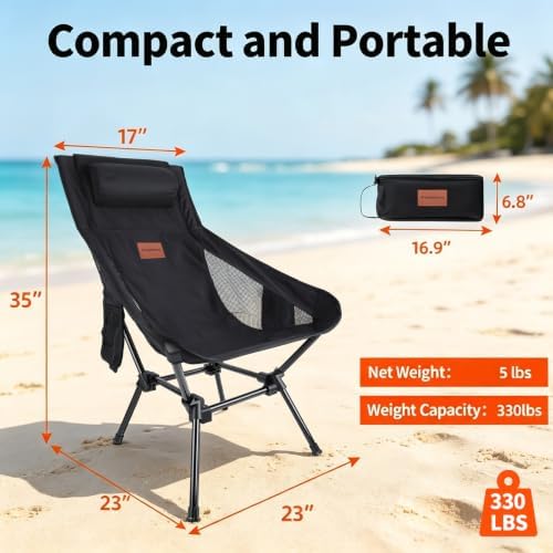 High Pack Folding Lightweight Camping Chair with Carry Bag