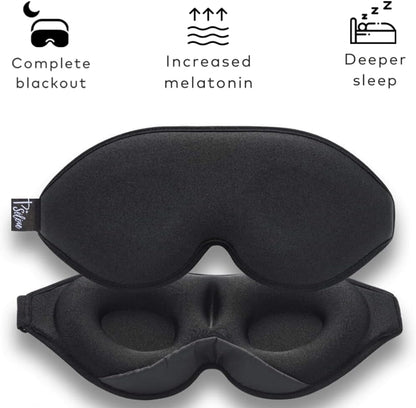 Sleep Mask with Earplugs & Zipper Bag 3D Memory Foam Eye Mask with Nose Support, Lash-Friendly, Blink Freely, Soft, Breathable, Adjustable, for Sleep, Travel, Insomnia, Meditation, Men & Women