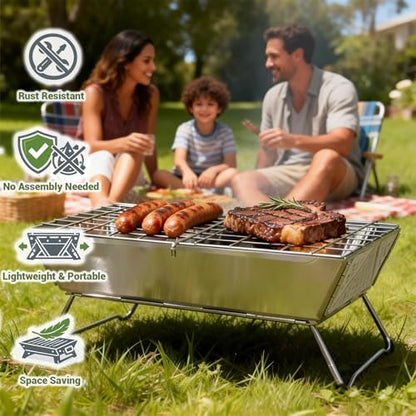 Charmline 16x9 in Small Portable Charcoal Grill, Small Fire Pit