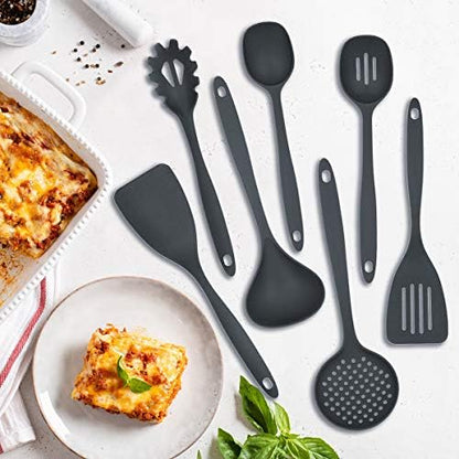 Glad Cooking Kitchen Utensils Set – 7 Pieces, Nylon Tools for Nonstick Cookware, Gray (Pack of 6)