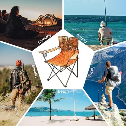 Northroad 2Pack Folding Camping Chairs Portable Animal Print Collapsible Hunting Chair for Outdoor Travel, Patio, Beach, Fishing - Zebra