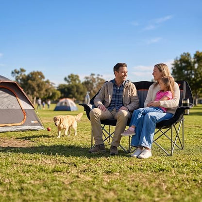 2 Person Camping Chair Heavy Duty 650LBS Padded Loveseat for Pets
