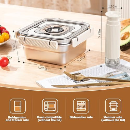 Stainless Steel Vacuum Food Storage Container with Handle- 1250ml/44oz