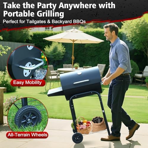 Barrel Barbecue Charcoal Grill: Premium Spacious Outdoor BBQ Grill