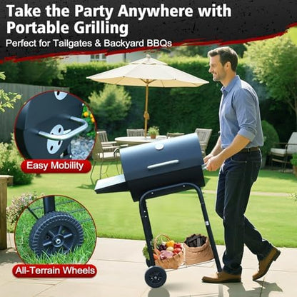 Barrel Barbecue Charcoal Grill: Premium Spacious Outdoor BBQ Grill