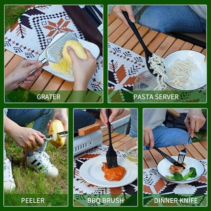 Wesqunie Silicone Cooking Utensils Set, Cookware Set for Outdoor Camping