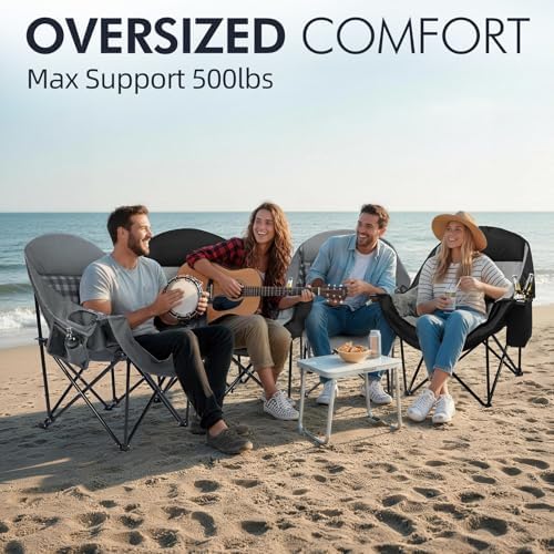 Oversized Camping Chair for Adults 2 Pack - Heavy Duty Outdoor Padded Chair