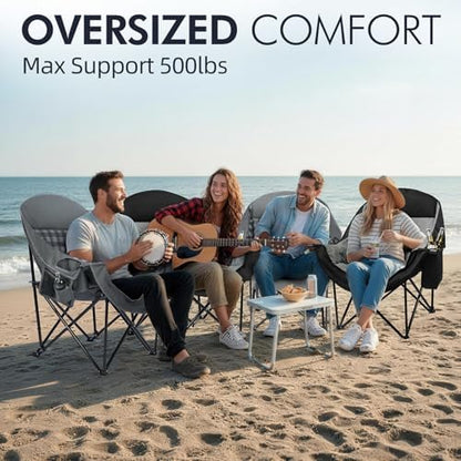 Oversized Camping Chair for Adults 2 Pack - Heavy Duty Outdoor Padded Chair