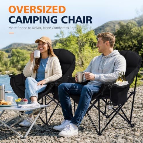 Oversized Camping Chair for Adults - Outdoor Lawn Camp Chair 2 Pack
