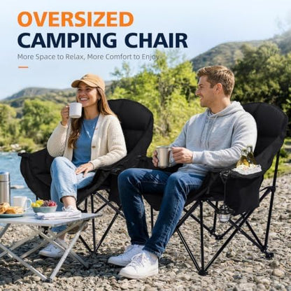 Oversized Camping Chair for Adults - Outdoor Lawn Camp Chair 2 Pack