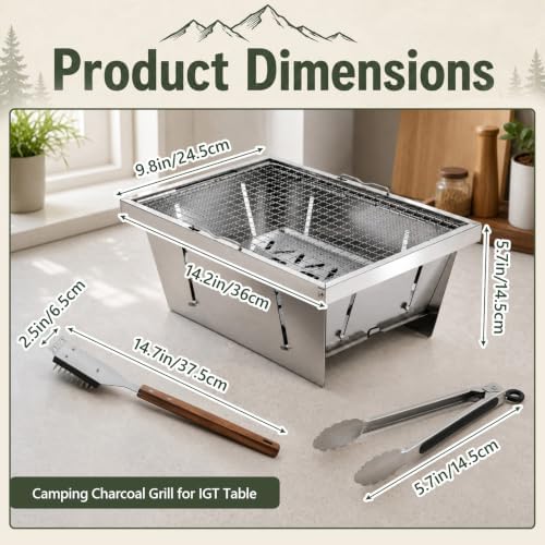 Folding Charcoal Grill Sets Compatible with IGT Table Insert