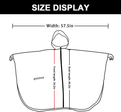Rain Poncho Jacket Coat Hooded Zipper Style for Women/Men/Adult with Pocket