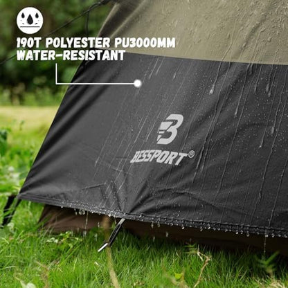 Bessport Camping Tent for 2-3 Person, Lightweight Backpacking Tent Waterproof Windproof Two Doors Easy Setup Double Layer Outdoor Tents for 3 to 4 Seasons, Suitable for Outdoor,Hiking,Camping