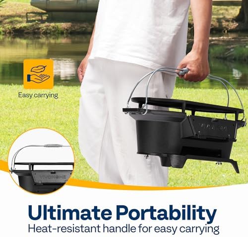 VIVOHOME Oval Cast Iron Grill with Interchangeable Grates & Griddle