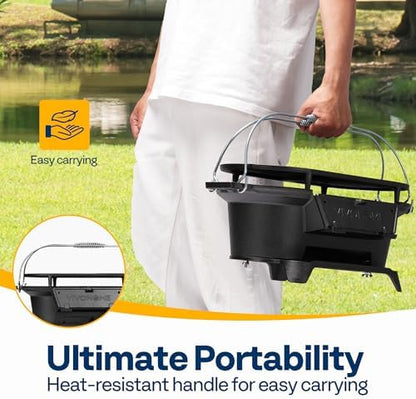 VIVOHOME Oval Cast Iron Grill with Interchangeable Grates & Griddle