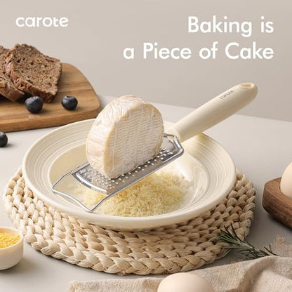 CAROTE 22-Piece Cooking Utensils Set with Wood Cool-Touch Handles, Cream
