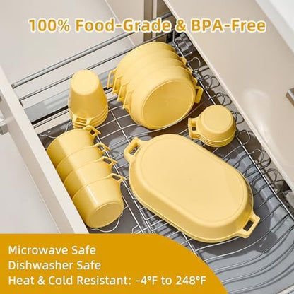 Dinnerware Set for 4, 21-Piece Unbreakable Plates and Bowls Set