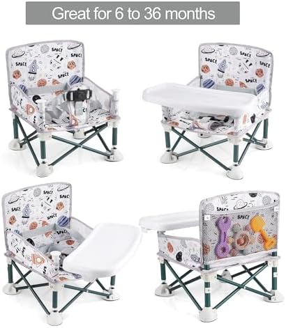 PandaEar Portable Baby Seat Travel| Compact Fold with Straps for Indoor/Outdoor Use| Great for Camping, Beach, Lawn |Toddlers, Kids, Boys, Girls (Without Placemat, White)