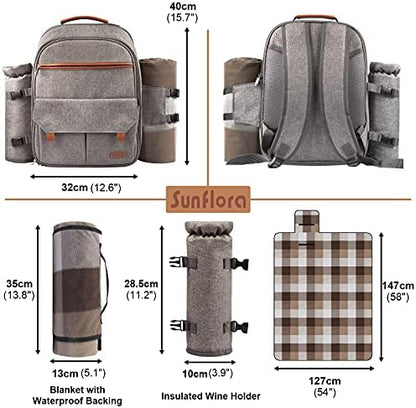 Sunflora Picnic Backpack for 2 Person, Picnic Basket Set (Brush Beige)