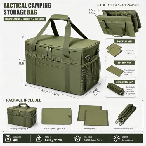 40L Waterproof 600D Camping Storage Bag Modular Organizer Outdoor Gear Kitchen Carry Case
