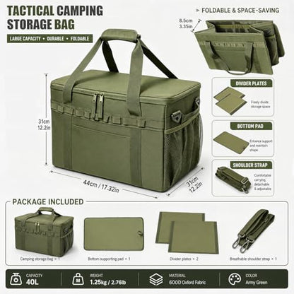 40L Waterproof 600D Camping Storage Bag Modular Organizer Outdoor Gear Kitchen Carry Case