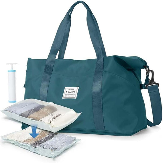 Travel Duffel Bag, Sports Tote Gym Bag, Shoulder Weekender Overnight Bag for Women