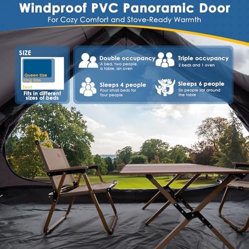 Inflatable Camping Tent with Electric Air Pump - 420D Heavy Duty Oxford - 5 Min Auto-Inflation - Panoramic Stargazing Skylight - 4 Season Luxury Glamping Cabin, 4-10 Person Multiple Sizes