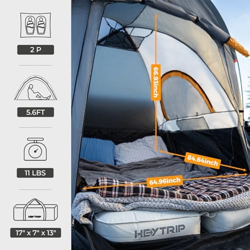 HEYTRIP Truck Bed Tent 5.5ft-6.8ft Waterproof Pickup Truck Tent Double Layer 2 Person Truck Tent Camper for Camping Fishing