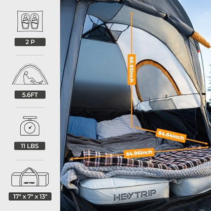 HEYTRIP Truck Bed Tent 5.5ft-6.8ft Waterproof Pickup Truck Tent Double Layer 2 Person Truck Tent Camper for Camping Fishing