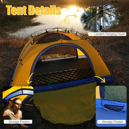 Tulip 2P Backpacking Tent – 3 Season Camping Tent,with Double Door, Waterproof Windproof Lightweight Easy Set Up 3 Season 2 Person Tent Camping, Hiking, Beaches, Picnic, Mountaineering