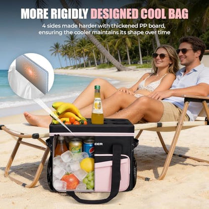 INSMEER Collapsible Cooler with Hard Shell & 4 Cup Holders - 55 Cans
