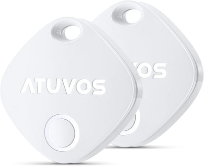 ATUVOS Air Tracker Tags-2 Pack, Bluetooth Luggage Tracker & Keys Finder Works with Apple Find My (iOS Only), Item Finders for Suitcases, Wallets, Bags, Waterproof IP67, Replaceable Battery, Anti-Lost