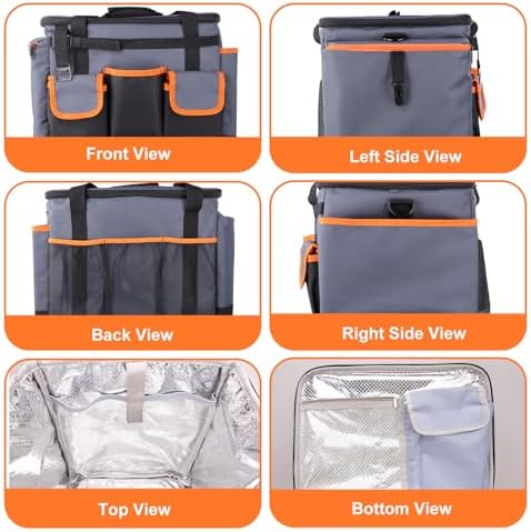 Large BBQ Grill Caddy with Paper Towel Holder, Foldable Insulated Picnic Organizer Bag for Outdoor Grilling, Tailgating, Camping, RV Trips, Must-Have Storage for Cooking Tools Supplies