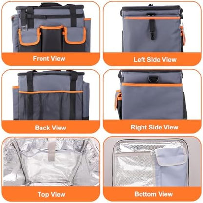 Large BBQ Grill Caddy with Paper Towel Holder, Foldable Insulated Picnic Organizer Bag for Outdoor Grilling, Tailgating, Camping, RV Trips, Must-Have Storage for Cooking Tools Supplies