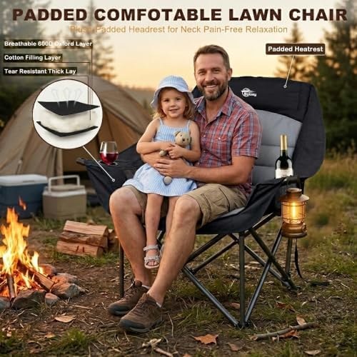 2 Pack XL Camping Chairs for Adults Heavy Duty