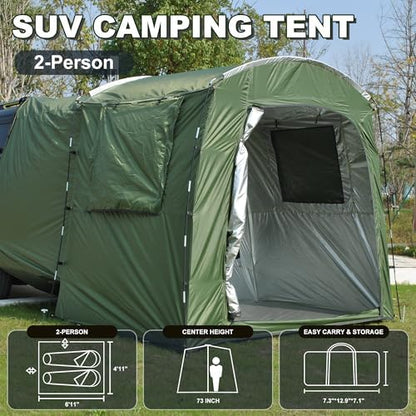 Economical Car Camping Tent - Easy Setup 210D Ripstop, Spacious Universal Fit for Overnight Outdoor Trips