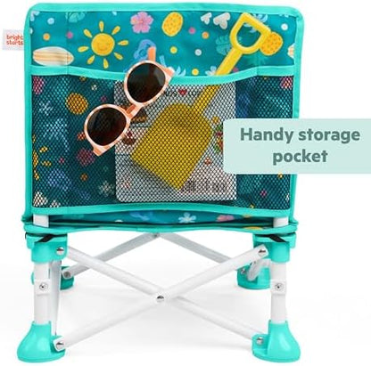 Bright Starts Disney Stitch Pop 'N Sit Portable Booster, Indoor/Outdoor Use, Floor Seat with Feeding Tray, Blue, 6 Mos - 3 Yrs