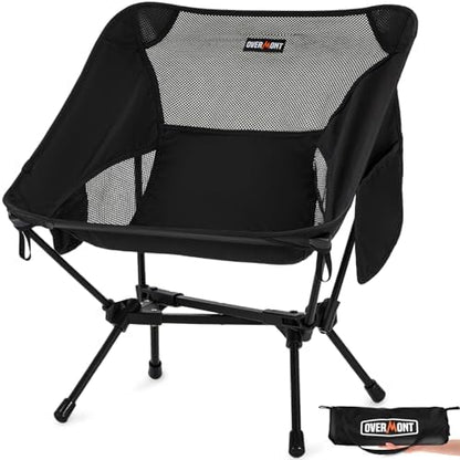 Overmont Ultralight Portable Camping Chair- Lightweight Folding Backpacking Chair, Support up to 330Lbs Compact Beach Chair for Adults with Carry Bag for Backpack Hiking Fishing Outdoor Camp Travel