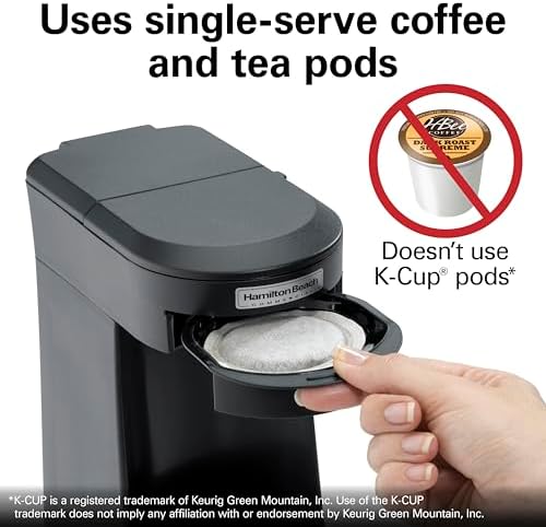 Hamilton Beach Commercial 1 Cup Pod Coffeemaker, Black, Single Serve Coffee Brewer, HDC200B