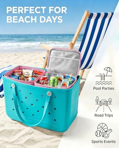 Insulated Cooler Organizer Insert Compatible with XL Bogg Bag,2-in-1 Dry-Wet Separate Tote Insert Leakproof Cooler&Mesh Storage Bag,Bogg Bag Accessories for Beach,Camping