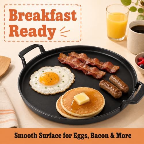 Hisencn 7421 12 Inch Cast Iron Griddle for Weber Original Kettle 22 1/2