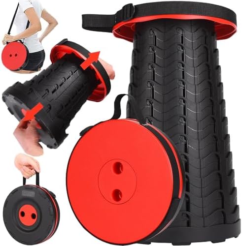 Fishboy Upgraded Collapsible Stool, 400lbs Max Weight, Lightweight But Sturdy, Portable Retractable Folding Telescoping Foldable Camping Stool for Adults Outdoor Fishing Hiking BBQ