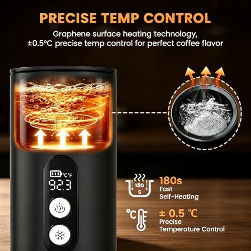 Electactic Portable Coffee Maker with Self-Heating, Small Travel Coffee Maker with 9000mAh Battery for 200+ Cups, Camping Coffee Maker for Ground Coffee & Nespresso Pods