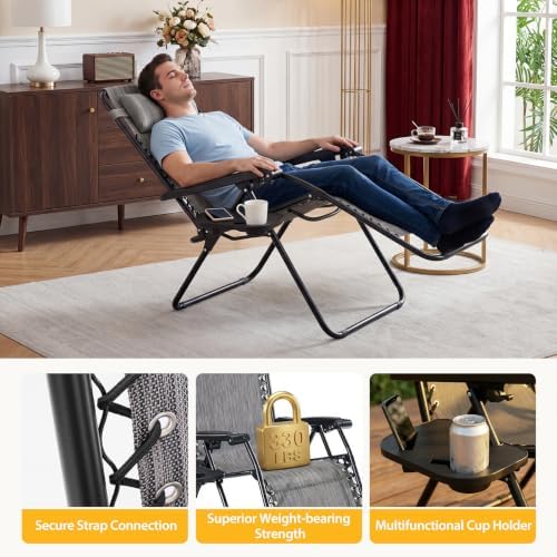 NEWBULIG Zero Gravity Chairs Set of 2, Folding Lounge Recliner Chair